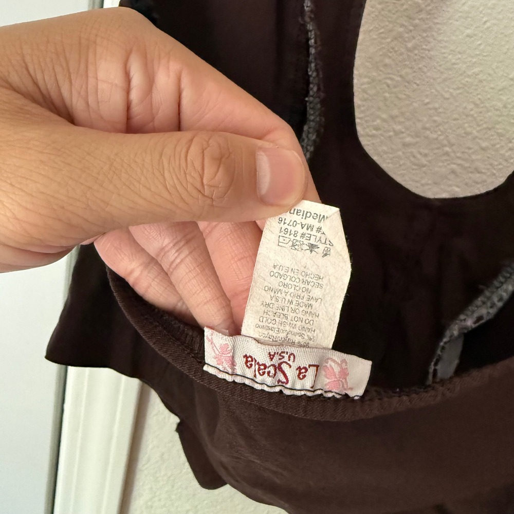 VINTAGE y2k brown paper tag halter neck cropped vest tuxedo top - Picture 5 of 5